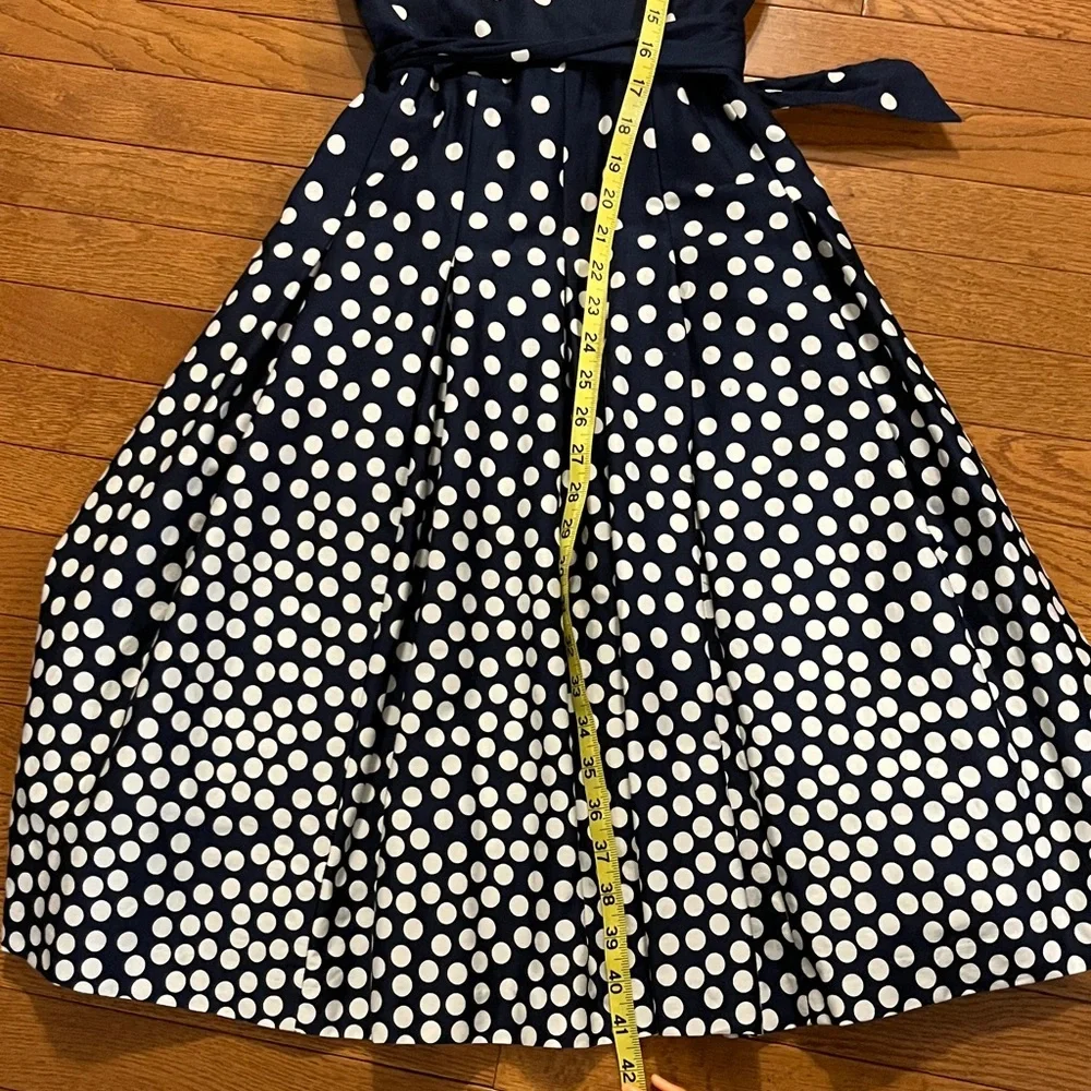❌SOLD❌Anne Klein Navy Blue & White Polka Dot Midi Dress - Picture 11 of 17
